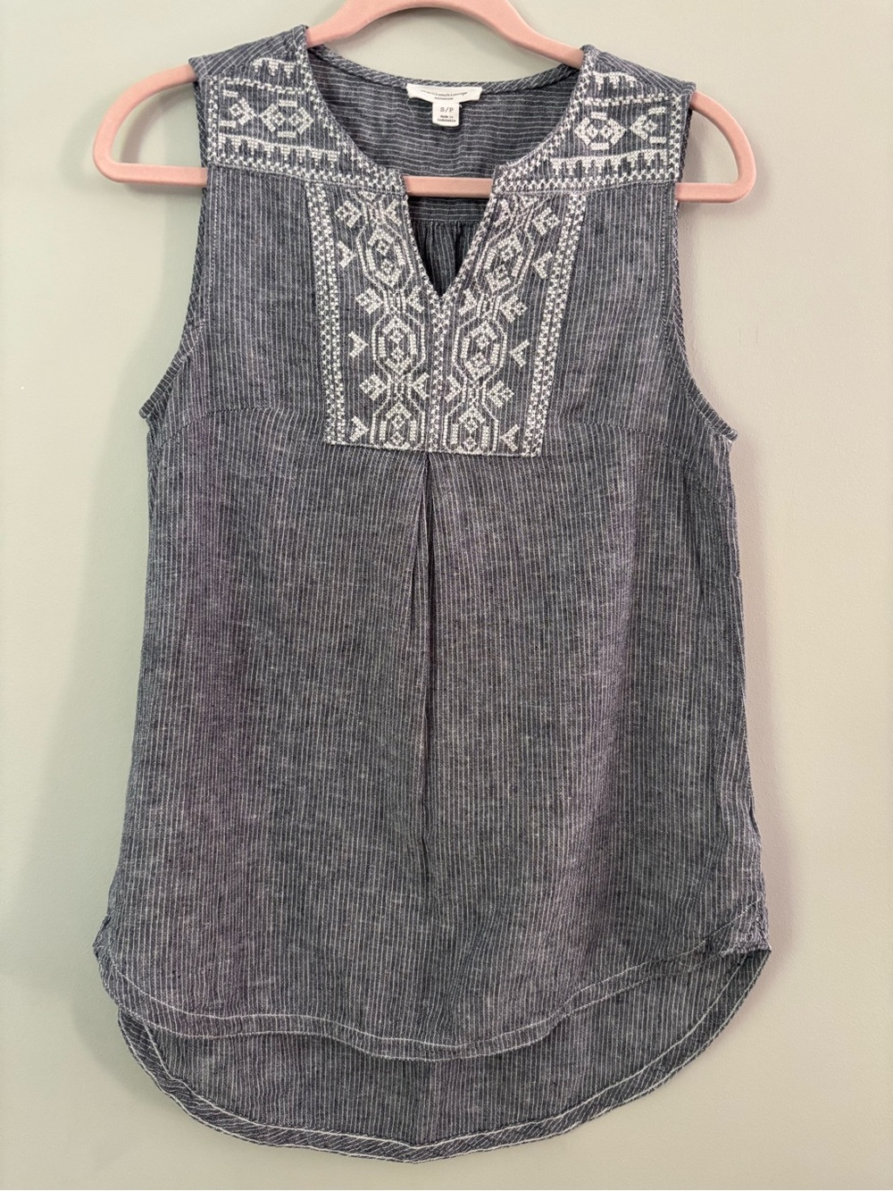 beachlunchlounge Blue Gray Embroidered Sleeveless Tunic Size S